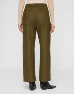 Wool-Cashmere Double Face Jersey Downing Barrel Leg Ankle Pant 8 Wool-Cashmere Double Face Jersey Downing Barrel Leg Ankle Pant -Lafayette 148 Store mpe71r j953 forage green melange back