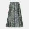 Textile Print Textured Silk Pleated Midi Skirt -Lafayette 148 Store msp07r 2d14 bluebell multi flat