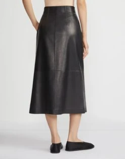 Nappa Lambskin Leather High-Waisted Skirt 10 Nappa Lambskin Leather High-Waisted Skirt -Lafayette 148 Store msp86r l215 black back