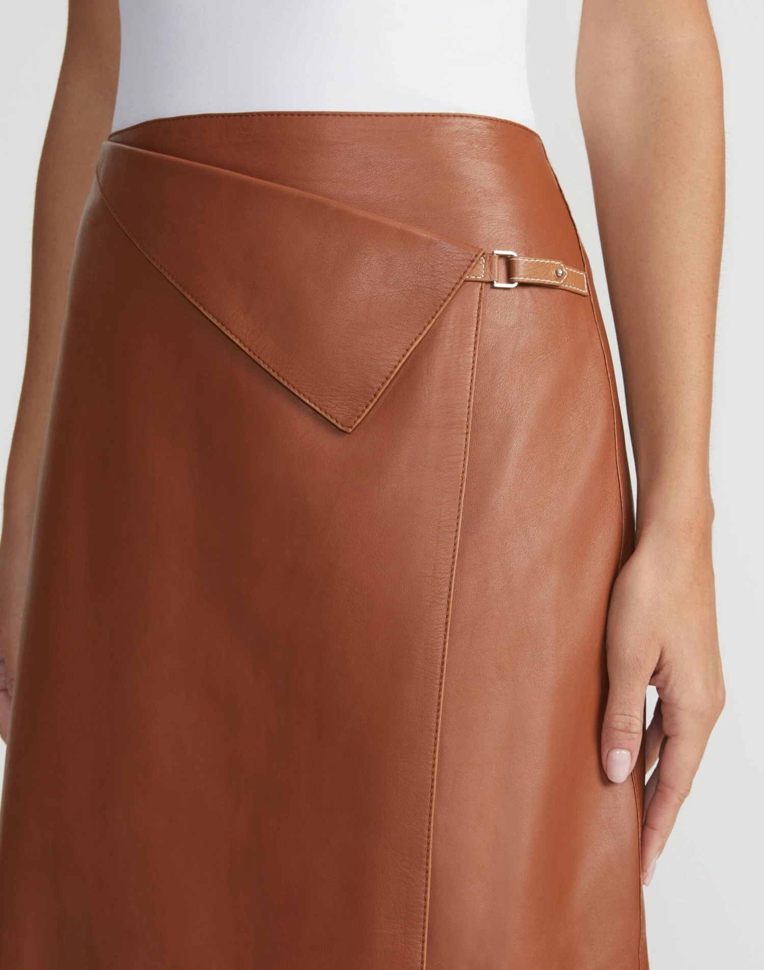 Nappa Lambskin Leather Asymmetric Panel Skirt 4 Nappa Lambskin Leather Asymmetric Panel Skirt - Image 4