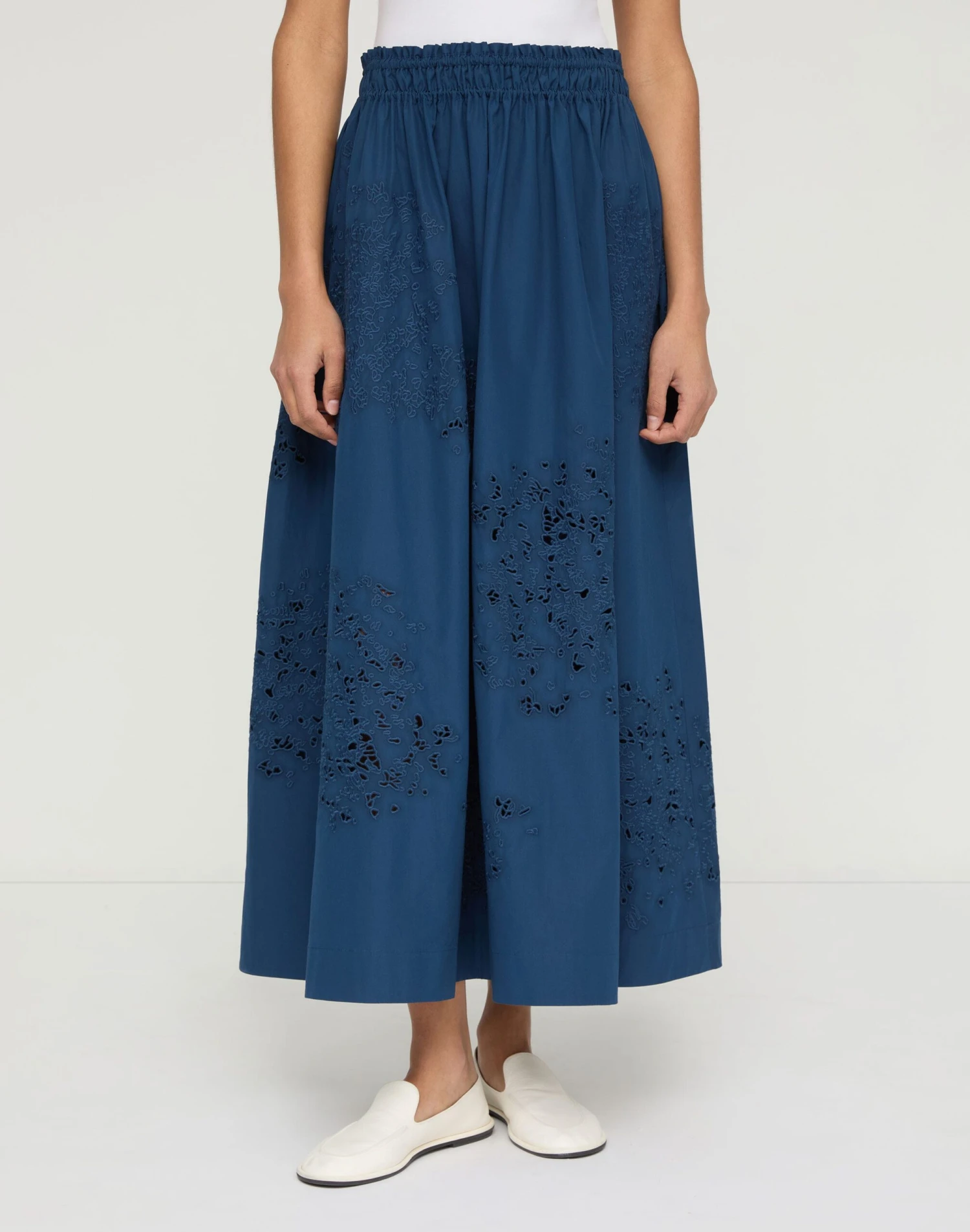 Hand Cutout Organic Cotton Poplin Midi Skirt 2 Hand Cutout Organic Cotton Poplin Midi Skirt - Image 2