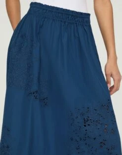 Hand Cutout Organic Cotton Poplin Midi Skirt 8 Hand Cutout Organic Cotton Poplin Midi Skirt -Lafayette 148 Store msq09e 1r48 lido blue detail