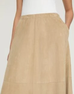 Paperfine Suede Midi Skirt -Lafayette 148 Store msr04r l926 clay detail