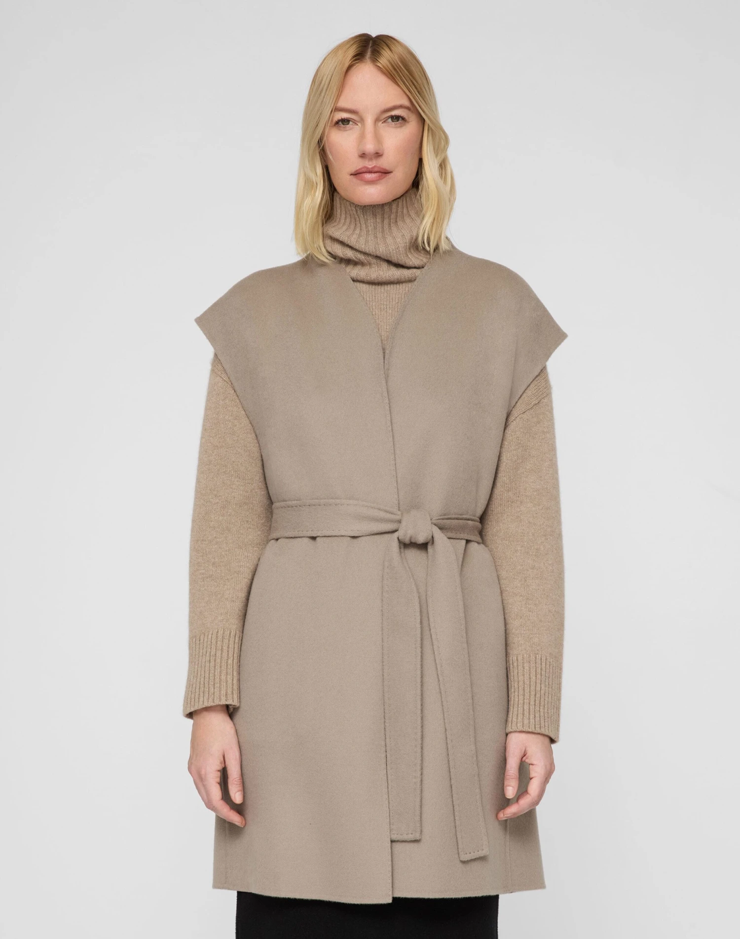 Wool-Cashmere Double Face Open Front Belted Vest 2 Wool-Cashmere Double Face Open Front Belted Vest - Image 2