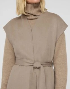 Wool-Cashmere Double Face Open Front Belted Vest 7 Wool-Cashmere Double Face Open Front Belted Vest -Lafayette 148 Store mv505h 5423 hickory detail