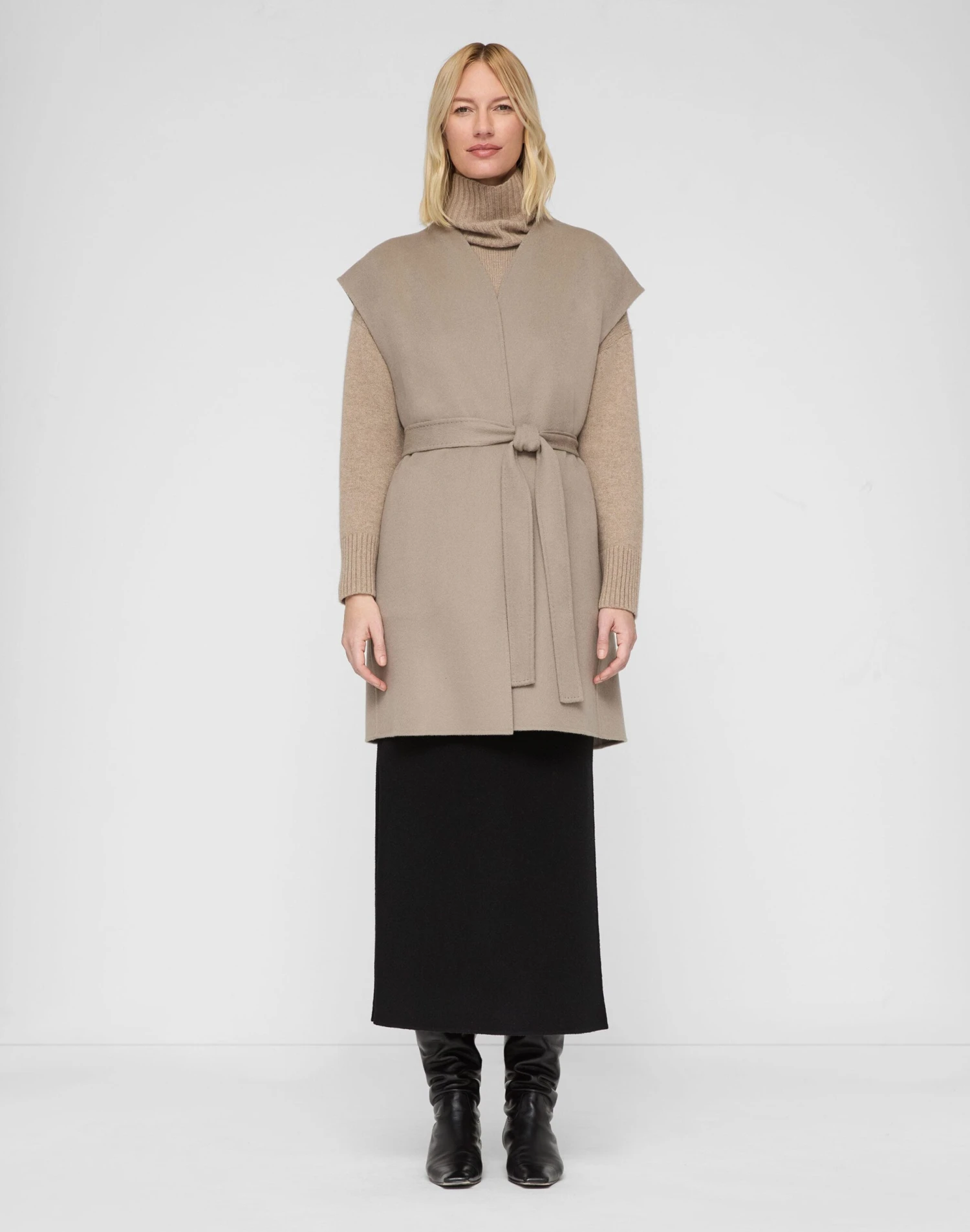 Wool-Cashmere Double Face Open Front Belted Vest 4 Wool-Cashmere Double Face Open Front Belted Vest - Image 4