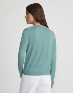 Fine Gauge Cashmere Cardigan -Lafayette 148 Store mwcz4r kc61 lagoon green back