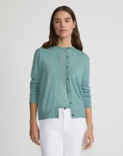 Fine Gauge Cashmere Cardigan -Lafayette 148 Store mwcz4r kc61 lagoon green default