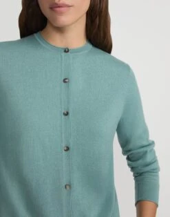 Fine Gauge Cashmere Cardigan -Lafayette 148 Store mwcz4r kc61 lagoon green detail