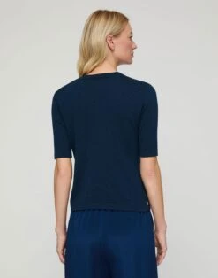 Fine Cotton-Silk Knit T-Shirt -Lafayette 148 Store mwec4r kkg2 lido blue back