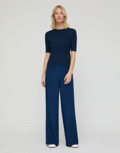 Fine Cotton-Silk Knit T-Shirt -Lafayette 148 Store mwec4r kkg2 lido blue full