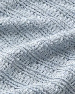 Striped Lace Stitch Shell -Lafayette 148 Store mwee1r kl49 blue dust melange detail2