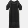 Silk Crepe Sheer Pleat Knit Dress -Lafayette 148 Store mwee7r ks43 black flat
