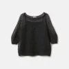 Silk Crepe Sheer Pleat Knit Top -Lafayette 148 Store mwee8r ks43 black flat