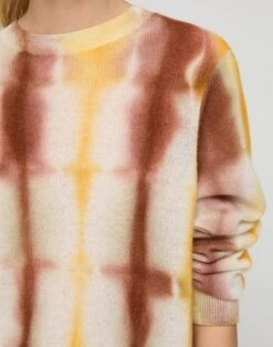 Hand Dyed Cashmere Crewneck Sweater -Lafayette 148 Store mwef1d kc04 red tile multi detail